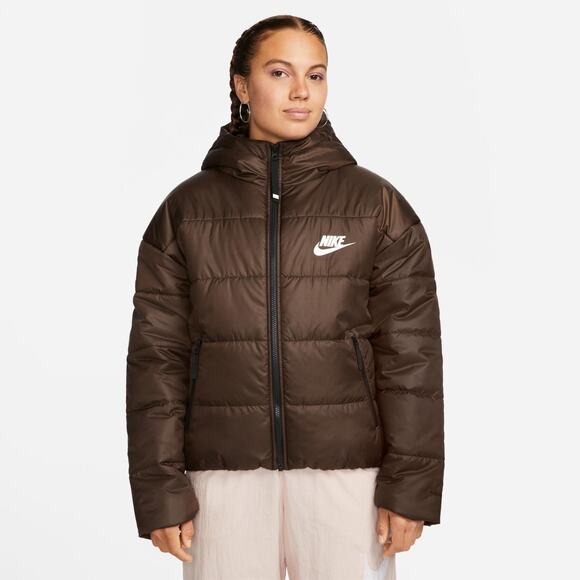 Nike Sz L Women’s Therma-FIT Repel Hooded Puffer Jacket Brown Very Tiny Flaw - Picture 1 of 9